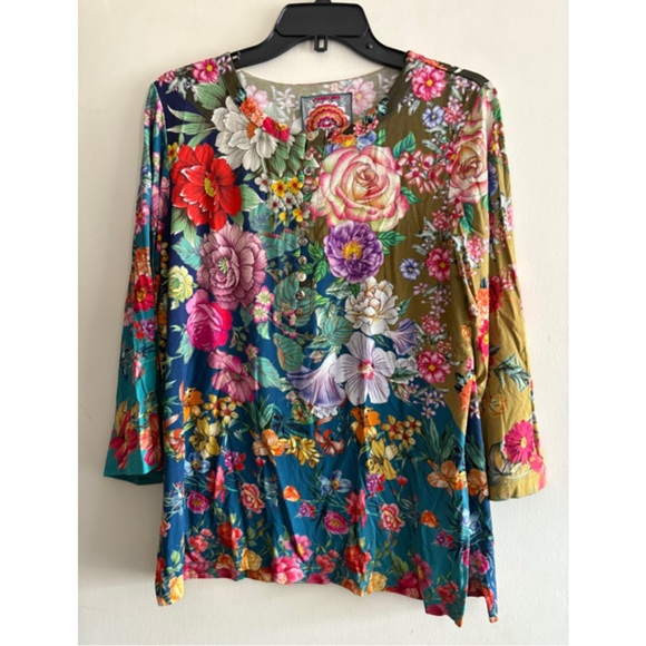 Johnny Was Neutra Button Front Henley Tee - Picture 5 of 6